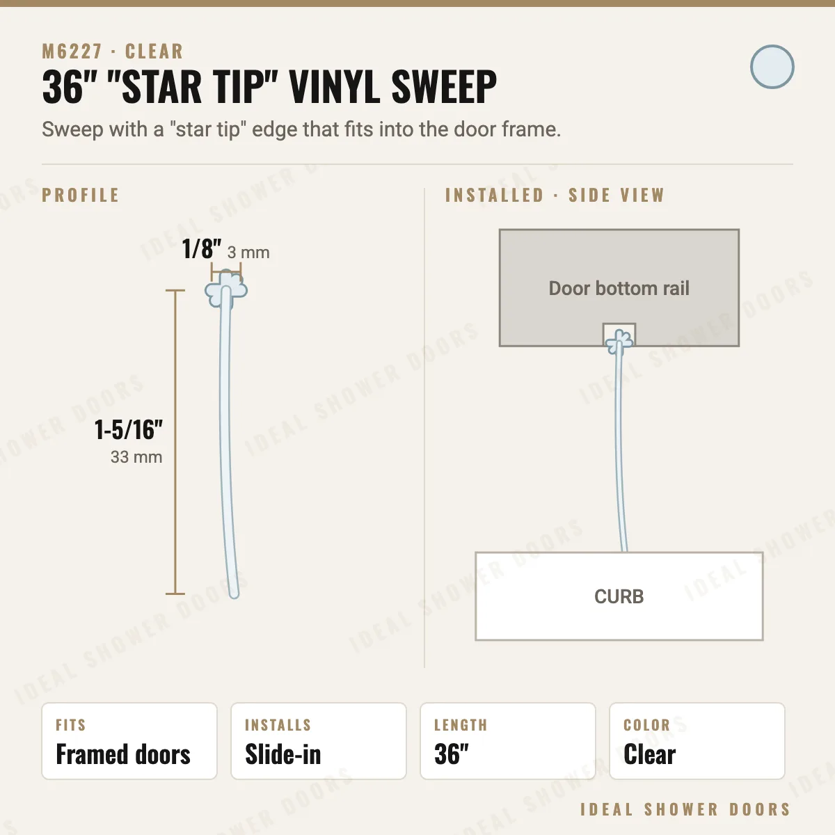 CRL M6227 36" "Star Tip" Vinyl Sweep drawing
