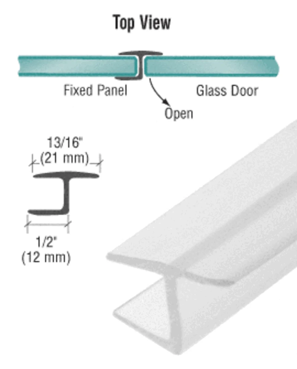Frameless Shower Door Seal: 'Y' Jamb with Soft Leg, 180°, for 1/2" Glass, Clear – CRL PCC12 actual photo