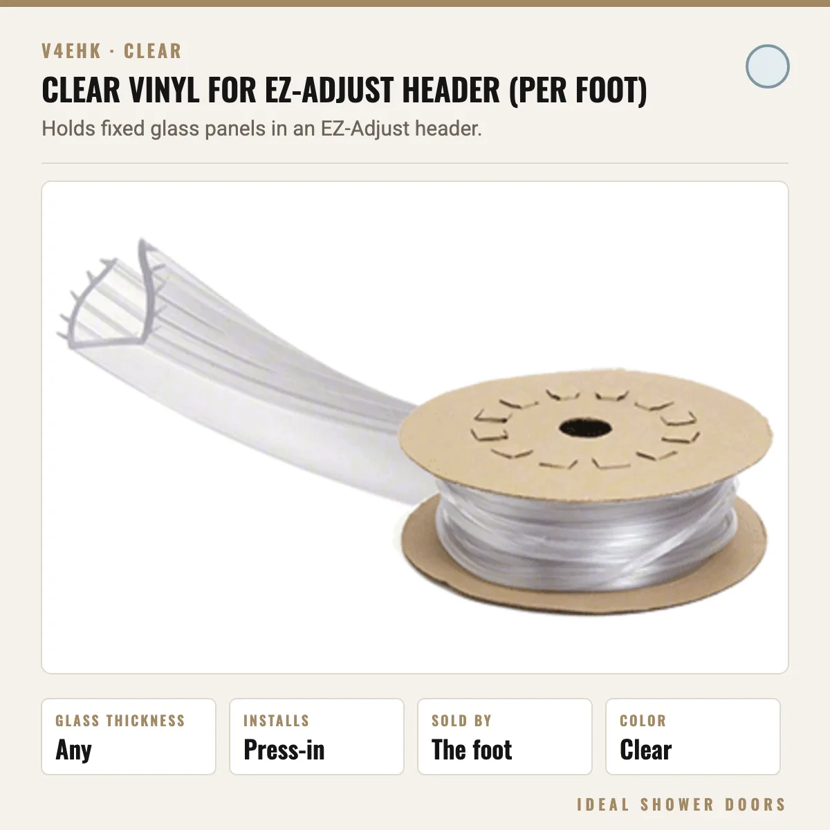 CRL V4EHK Clear Vinyl for EZ-Adjust Header (per foot) drawing