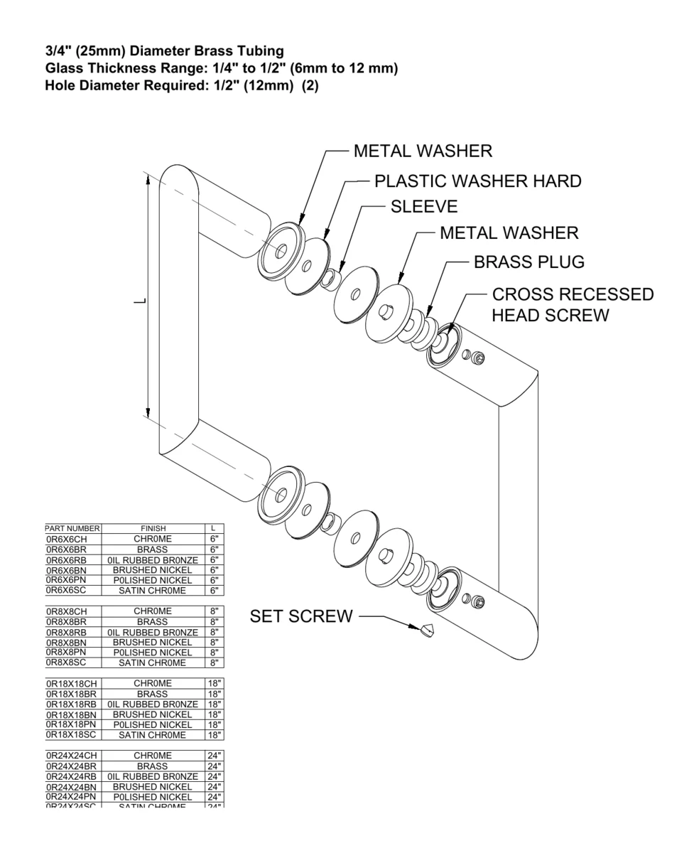 Glass Shower Door 18" Back-to-Back Oval and Round Towel Bar, Brushed Nickel – CRL 0R18X18BN, photo 2