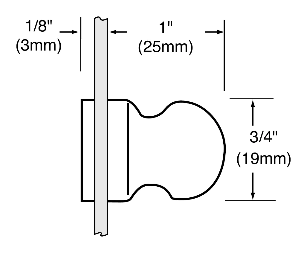 Shower Door Mini Bulb Single-Sided Door Knob, Brushed Nickel – CRL 19MKBN, photo 2