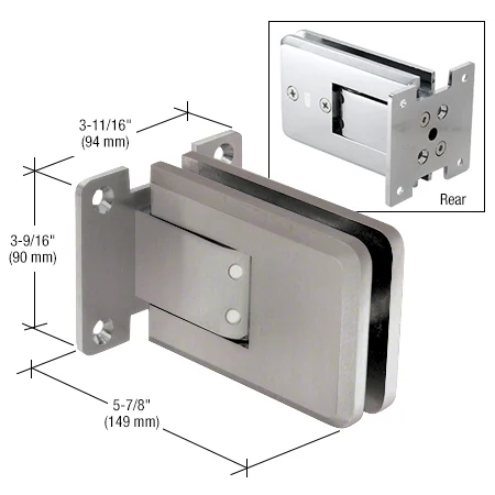 Shower Door Hinge: Atlas Wall Mount, Full Back Plate, Brushed Nickel – CRL ATL01BN, photo 2