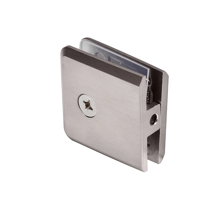 CRL Beveled Hole-in-Glass Fixed Panel U-Clamp, Brushed Nickel