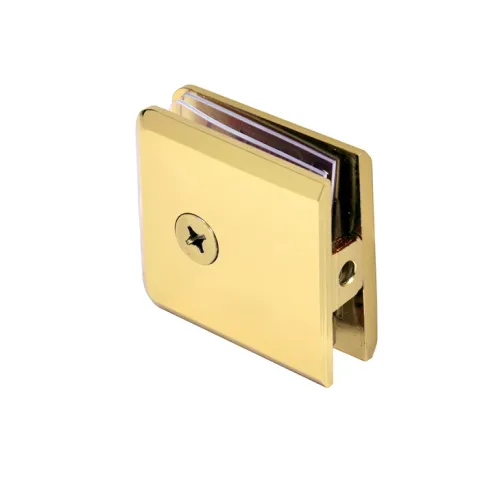 CRL Beveled Hole-in-Glass Fixed Panel U-Clamp, Polished Brass