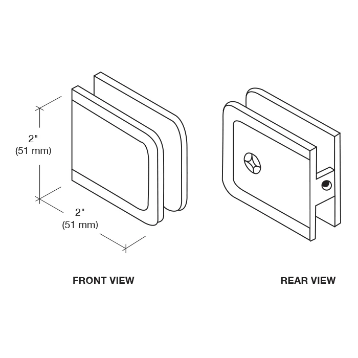 Shower Glass Beveled Hole-in-Glass Fixed Panel U-Clamp, French Gold – CRL BCU4FG, photo 3