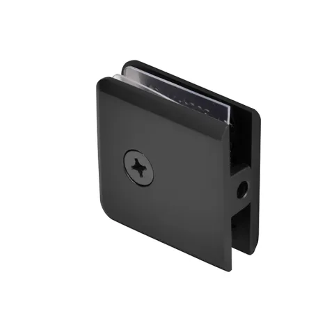 CRL Beveled Hole-in-Glass Fixed Panel U-Clamp, Matte Black