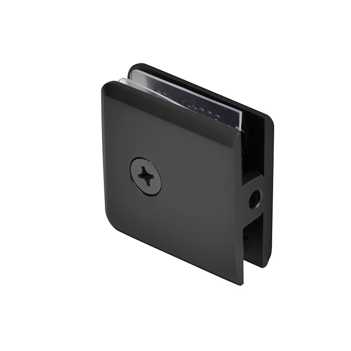 CRL Beveled Hole-in-Glass Fixed Panel U-Clamp, Matte Black