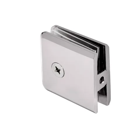CRL Beveled Hole-in-Glass Fixed Panel U-Clamp, Polished Nickel