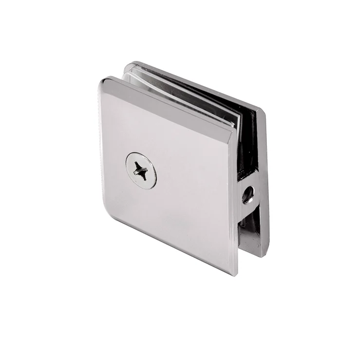 CRL Beveled Hole-in-Glass Fixed Panel U-Clamp, Polished Nickel