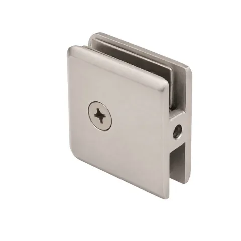 CRL Beveled Hole-in-Glass Fixed Panel U-Clamp, Satin Nickel