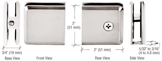 Shower Glass Beveled Hole-in-Glass Fixed Panel U-Clamp, Satin Nickel – CRL BCU4SN, photo 2