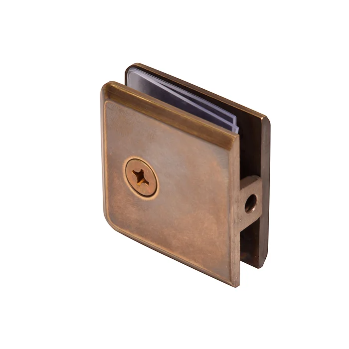 Shower Glass Beveled Hole-in-Glass Fixed Panel U-Clamp, Vintage Brass – CRL BCU4VBR, photo 2
