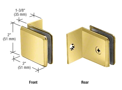 Shower Glass Beveled Fixed Panel Clamp with Small Leg, Polished Brass – CRL BGC037BR, photo 2