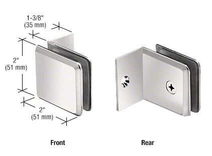 Shower Glass Beveled Fixed Panel Clamp with Small Leg, Polished Nickel – CRL BGC037PN, photo 2