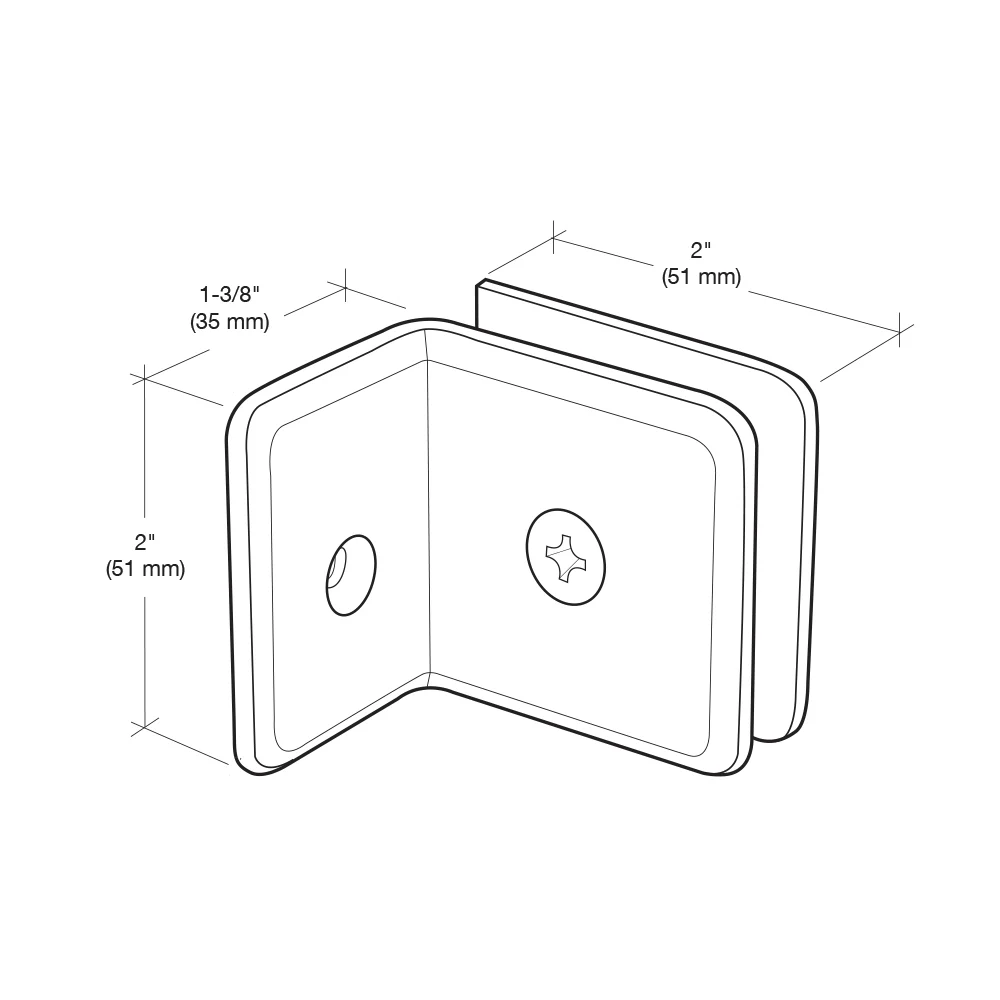 Shower Glass Beveled Fixed Panel Clamp with Small Leg, Polished Nickel – CRL BGC037PN, photo 3