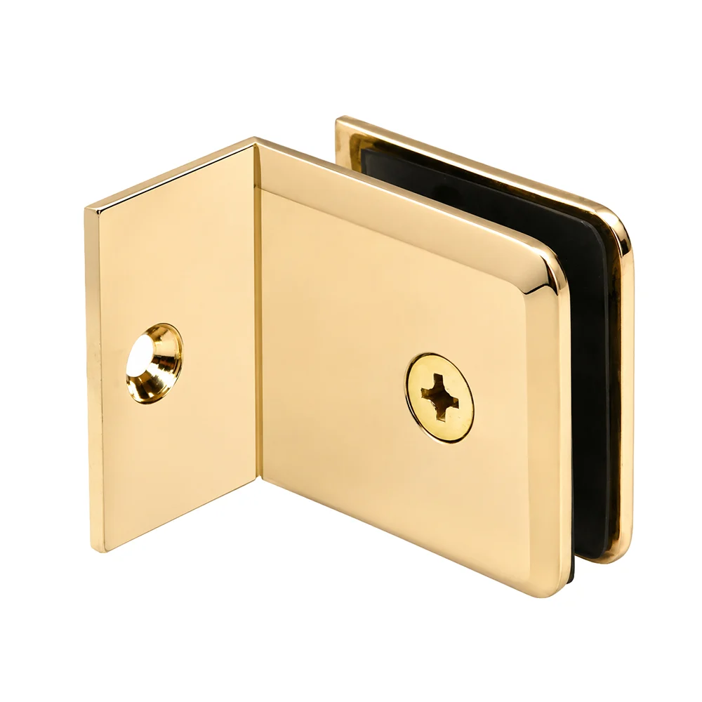 Shower Glass Beveled Fixed Panel Clamp with Small Leg, Unlacquered Brass – CRL BGC037ULBR