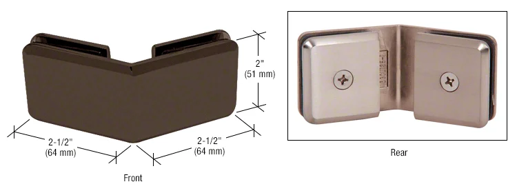 Shower Glass Beveled 135° Glass-to-Glass Clamp, Oil Rubbed Bronze – CRL BGC1350RB, photo 2
