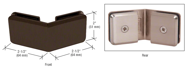 Shower Glass Beveled 135° Glass-to-Glass Clamp, Brushed Bronze – CRL BGC135BBRZ, photo 2