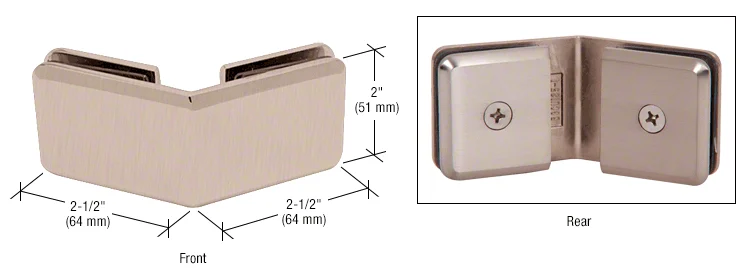Shower Glass Beveled 135° Glass-to-Glass Clamp, Brushed Nickel – CRL BGC135BN, photo 2