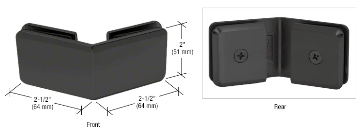 Shower Glass Beveled 135° Glass-to-Glass Clamp, Matte Black – CRL BGC135MBL, photo 2