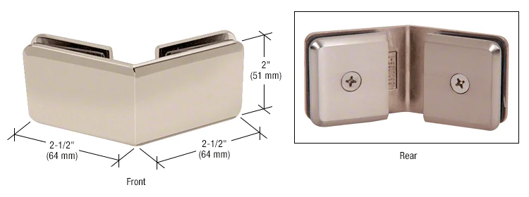 Shower Glass Beveled 135° Glass-to-Glass Clamp, Polished Nickel – CRL BGC135PN, photo 2