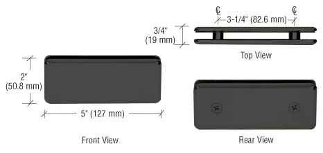 Shower Glass Beveled 180° Glass-to-Glass Clamp, Matte Black – CRL BGC180MBL, photo 2
