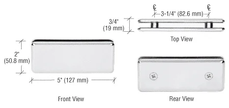 Shower Glass Beveled 180° Glass-to-Glass Clamp, Polished Nickel – CRL BGC180PN, photo 2