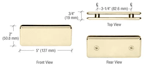 Shower Glass Beveled 180° Glass-to-Glass Clamp, Unlacquered Brass – CRL BGC180ULBR, photo 2