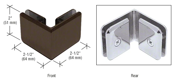Shower Glass Beveled 90° Glass-to-Glass Clamp, Brushed Bronze – CRL BGC90BBRZ, photo 3