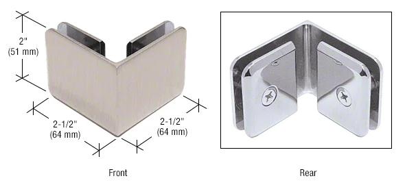 Shower Glass Beveled 90° Glass-to-Glass Clamp, Brushed Nickel – CRL BGC90BN, photo 3