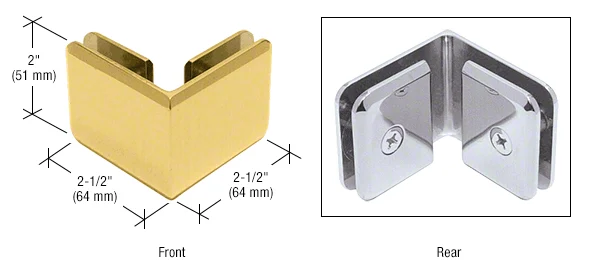 Shower Glass Beveled 90° Glass-to-Glass Clamp, Polished Brass – CRL BGC90BR, photo 3