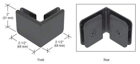 Shower Glass Beveled 90° Glass-to-Glass Clamp, Matte Black – CRL BGC90MBL, photo 3