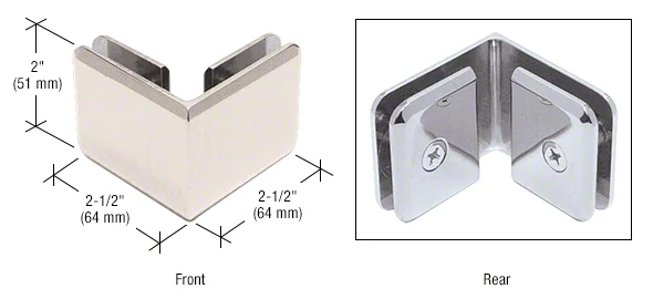 Shower Glass Beveled 90° Glass-to-Glass Clamp, Polished Nickel – CRL BGC90PN, photo 3