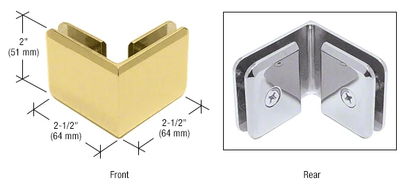 Shower Glass Beveled 90° Glass-to-Glass Clamp, Satin Brass – CRL BGC90SB, photo 3