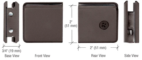 Shower Glass Beveled Notch-in-Glass Fixed Panel U-Clamp, Oil Rubbed Bronze – CRL BGCU10RB, photo 2