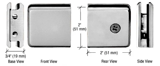 Shower Glass Beveled Notch-in-Glass Fixed Panel U-Clamp, Brushed Nickel – CRL BGCU1BN, photo 2