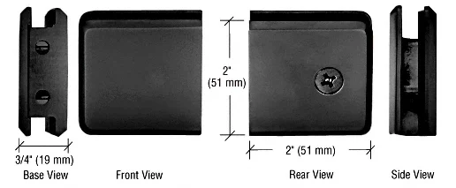 Shower Glass Beveled Notch-in-Glass Fixed Panel U-Clamp, Gun Metal – CRL BGCU1GM, photo 2