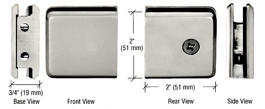 Shower Glass Beveled Notch-in-Glass Fixed Panel U-Clamp, Polished Nickel – CRL BGCU1PN, photo 2