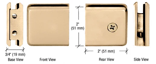 Shower Glass Beveled Notch-in-Glass Fixed Panel U-Clamp, Satin Brass – CRL BGCU1SB, photo 2