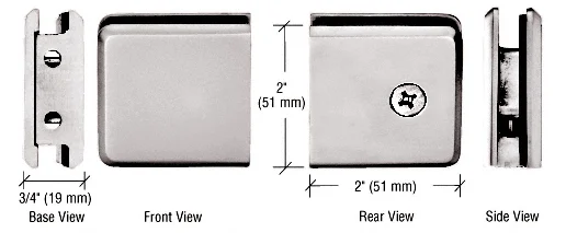 Shower Glass Beveled Notch-in-Glass Fixed Panel U-Clamp, Satin Nickel – CRL BGCU1SN, photo 2