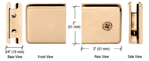 Shower Glass Beveled Notch-in-Glass Fixed Panel U-Clamp, Unlacquered Brass – CRL BGCU1ULBR, photo 2