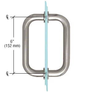Shower Door 6" Back-to-Back Tubular Pull Handle, Brushed Stainless Steel – CRL BM6X6BS, photo 2