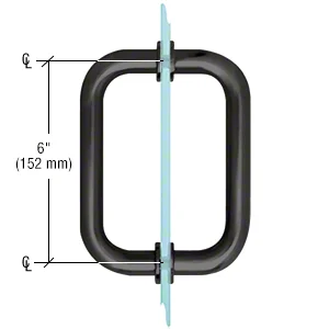 Shower Door 6" Back-to-Back Tubular Pull Handle, Matte Black – CRL BM6X6MBL, photo 2
