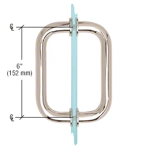 Shower Door 6" Back-to-Back Tubular Pull Handle, Polished Nickel – CRL BM6X6PN, photo 2
