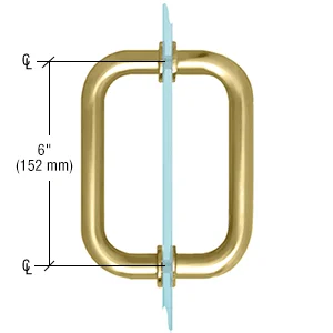 Shower Door 6" Back-to-Back Tubular Pull Handle, Satin Brass – CRL BM6X6SB, photo 2