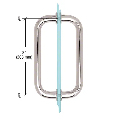 Shower Door 8" Back-to-Back Tubular Pull Handle, Polished Stainless Steel – CRL BM8X8PS, photo 2