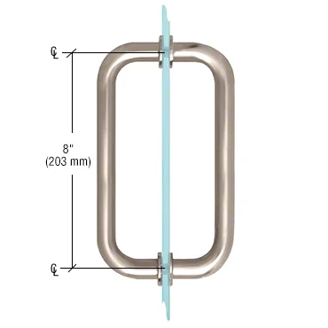 Shower Door 8" Back-to-Back Tubular Pull Handle, Satin Nickel – CRL BM8X8SN, photo 2