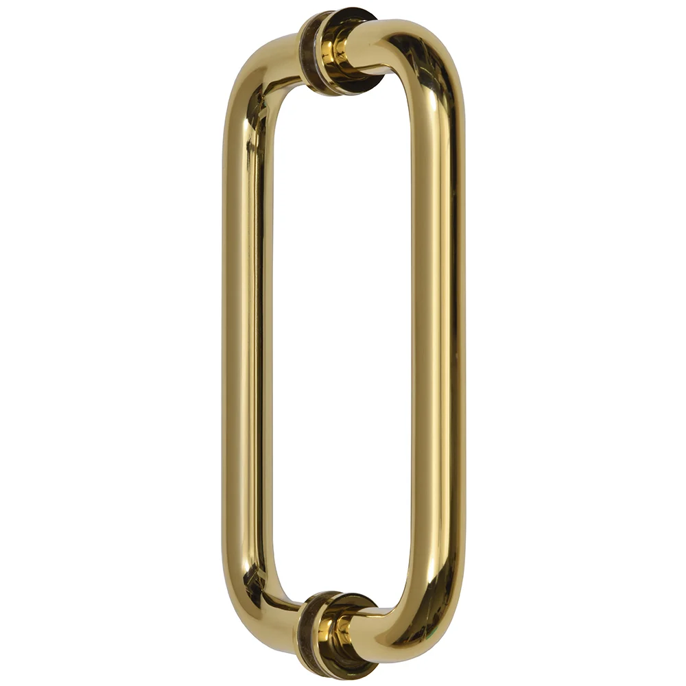Shower Door 8" Back-to-Back Tubular Pull Handle, Unlacquered Brass – CRL BM8X8ULBR
