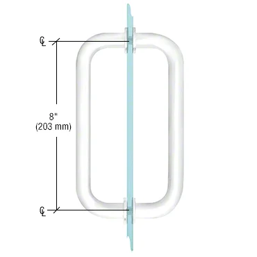 Shower Door 8" Back-to-Back Tubular Pull Handle, Gloss White – CRL BM8X8W, photo 2