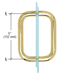 Shower Door 6" Back-to-Back Tubular Pull Handle, No Metal Washers, Polished Brass – CRL BMNW6X6BR